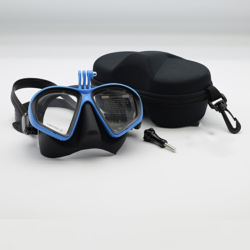 Case Tempered Diving Mask with Storage for Dive Goggles with Anti-Fog and Camera Mount