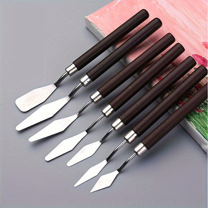 Set 7-Piece Stainless Steel Palette Knife for Painting and Mixing Colors