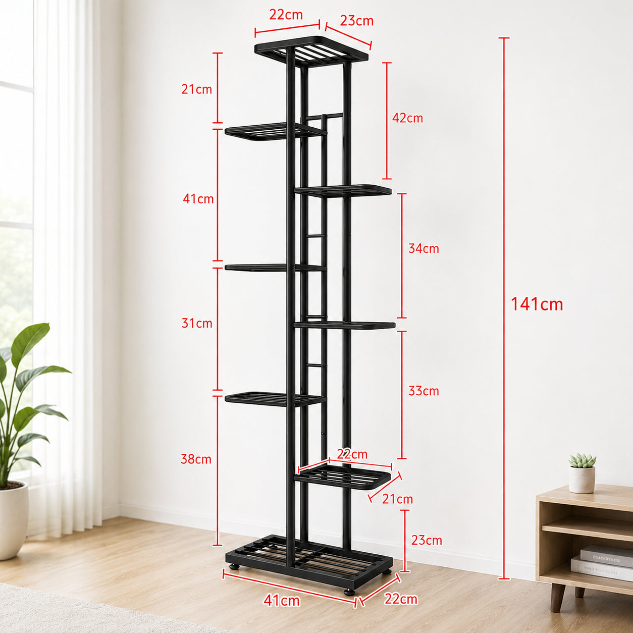 Indoor plant stand with multiple tiers for flowers and houseplants