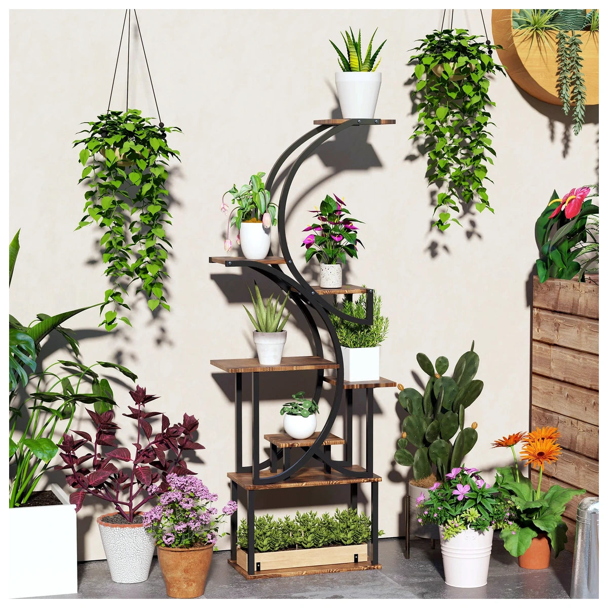 8-Tier S-Shaped Plant Stand – view 1