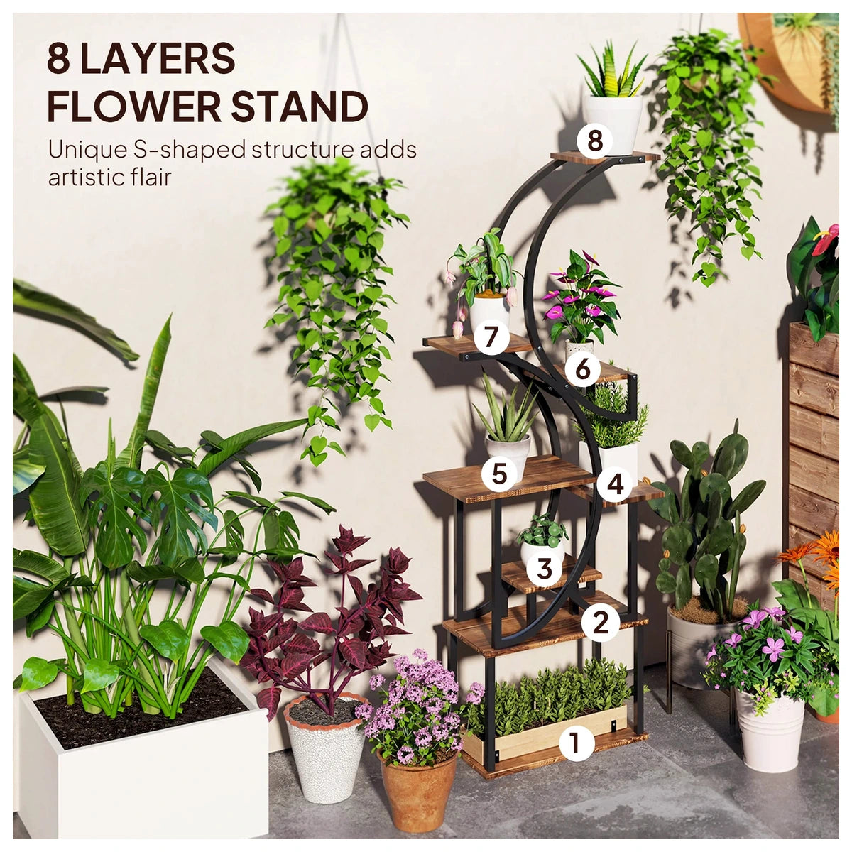 8-Tier S-Shaped Plant Stand – view 4