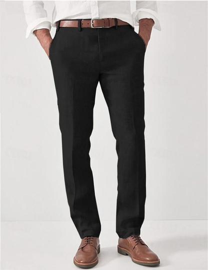 Linen Pants Men Breathable Summer Trousers with Modern Fit