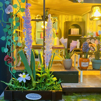 DIY Miniature Greenhouse House with Lighting for Handmade 3D Puzzle for Creative Decoration