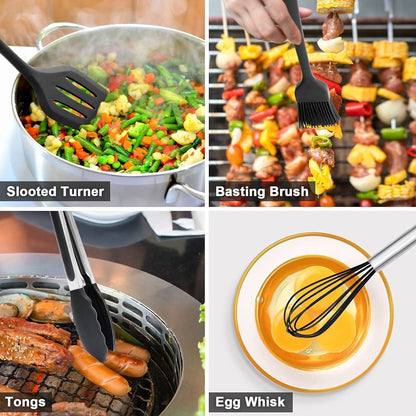 Utensil with Culinapro Silicone Set for 15-Piece Heat-Resistant Cooking Tools