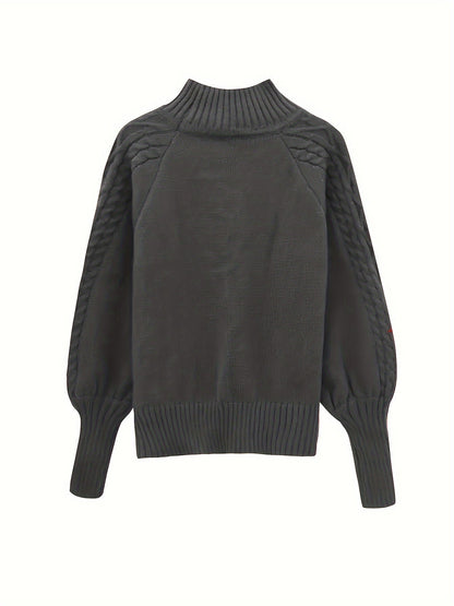 Ladies Knitted Pullover with High Neck for Elegant and Comfortable