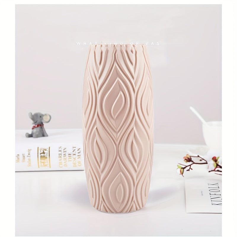 Vase with Decorative Plastic Geometric Relief for Modern and Unbreakable