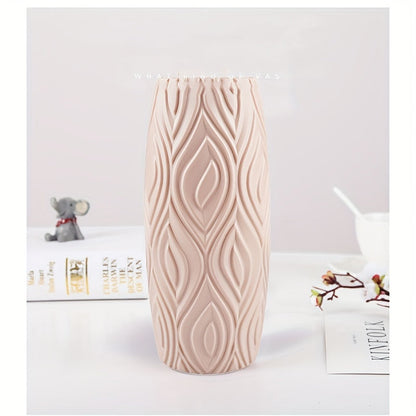 Vase with Decorative Plastic Geometric Relief for Modern and Unbreakable