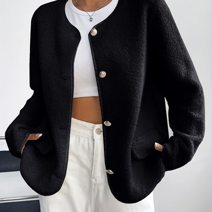Elegant Ladies' Jacket with Buttons for Timeless and Soft for Autumn and Winter