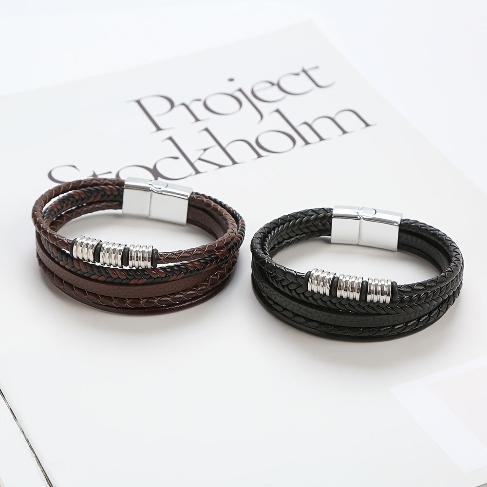 Bracelet Refined Woven Leather for the Stylish Man