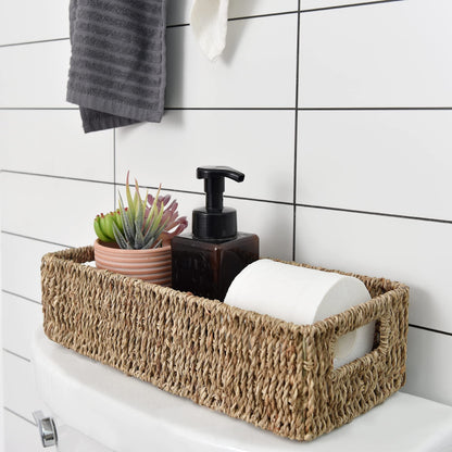 Storage Basket Handmade Seagrass for Ideal for Bathroom and Toilet