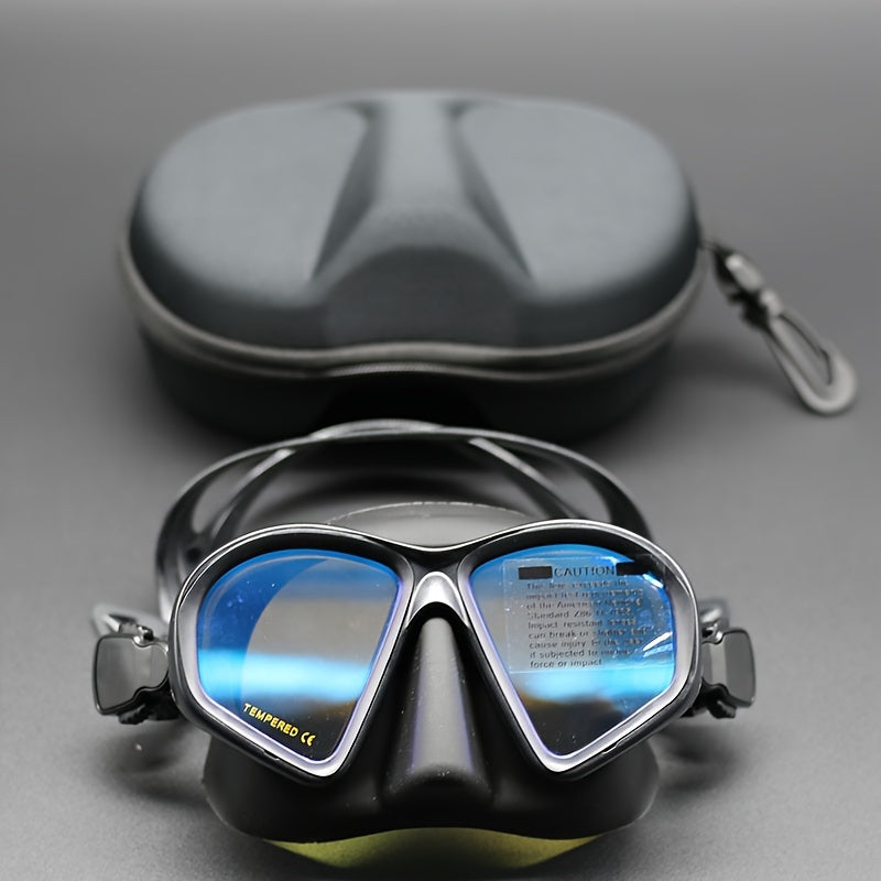 Case Tempered Diving Mask with Storage for Dive Goggles with Anti-Fog and Camera Mount