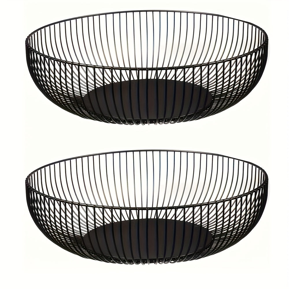 Table with Round Metal Fruit Bowl for and Kitchen with Minimalist and Decorative Design