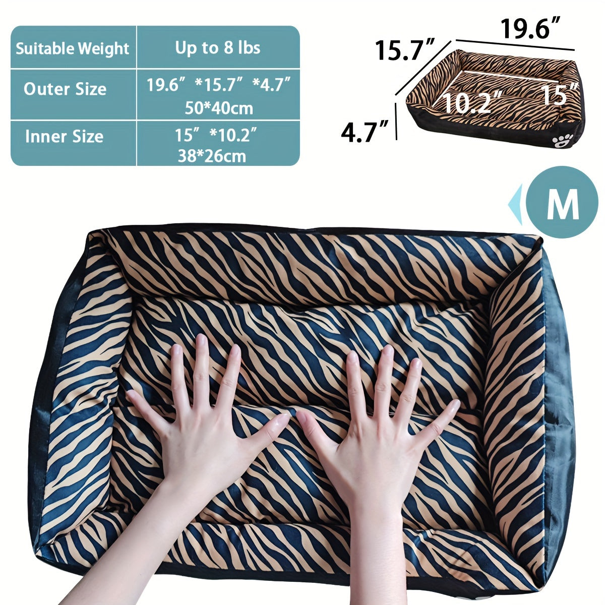 Dog with Rectangular Bed Made of Polyester with Soft Filling for All Dogs