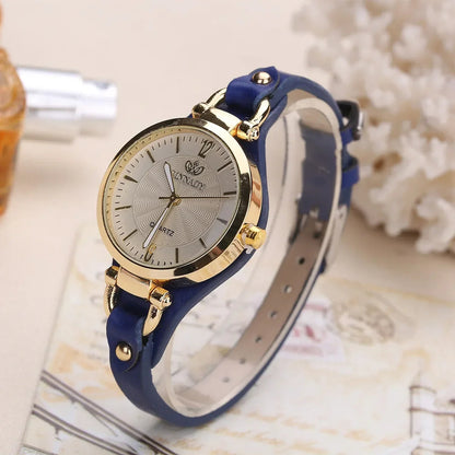 Watch with Ladies' Quartz Engraved Dial and Vegan Leather Strap