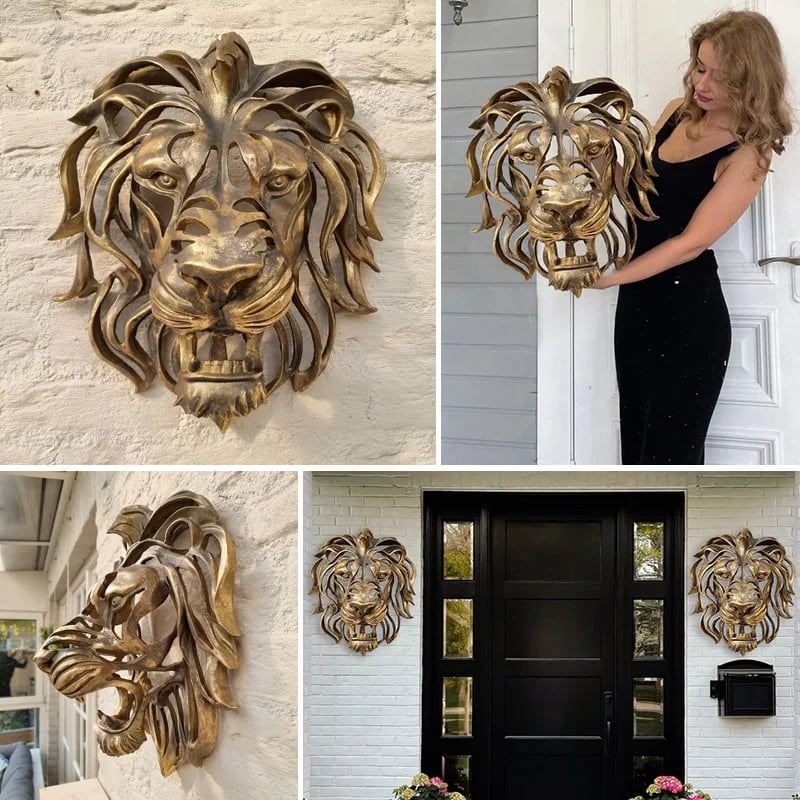 Metal Lion Head Wall Decoration for Elegant and Strong