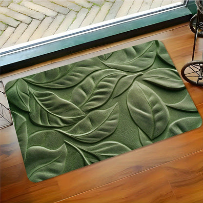 Mat with Diatomaceous Earth Bath Green Leaf Pattern for Absorbent and Quick-Drying