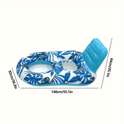 Holders with Inflatable Pool Lounge with Backrest and Cup Design for Relaxed Floating