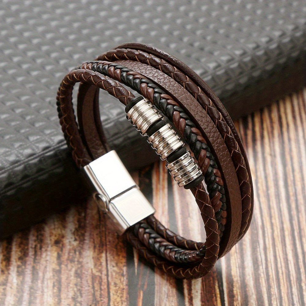 Bracelet Refined Woven Leather for the Stylish Man