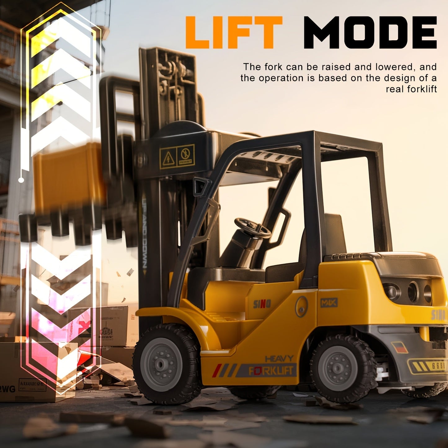 Heavy Duty Remote Control Forklift for 1:24 Scale with Lights & Trailer