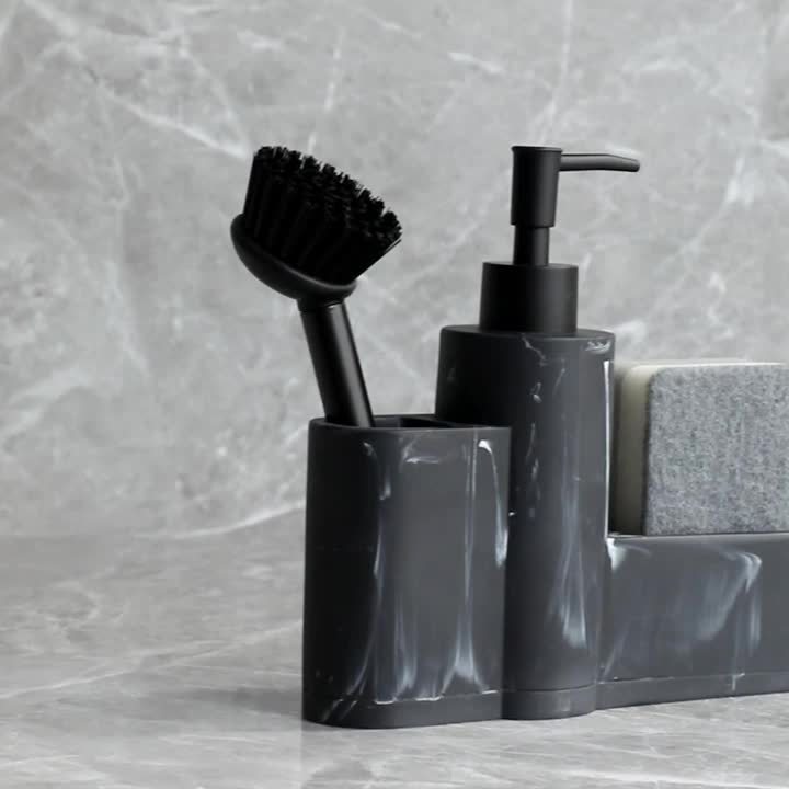 Kitchen Soap Dispenser with Brush and Sponge Holder
