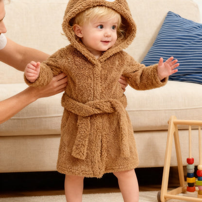 Baby Bathrobe with Hood for Soft Teddy Bathrobe for Babies and Toddlers in Winter