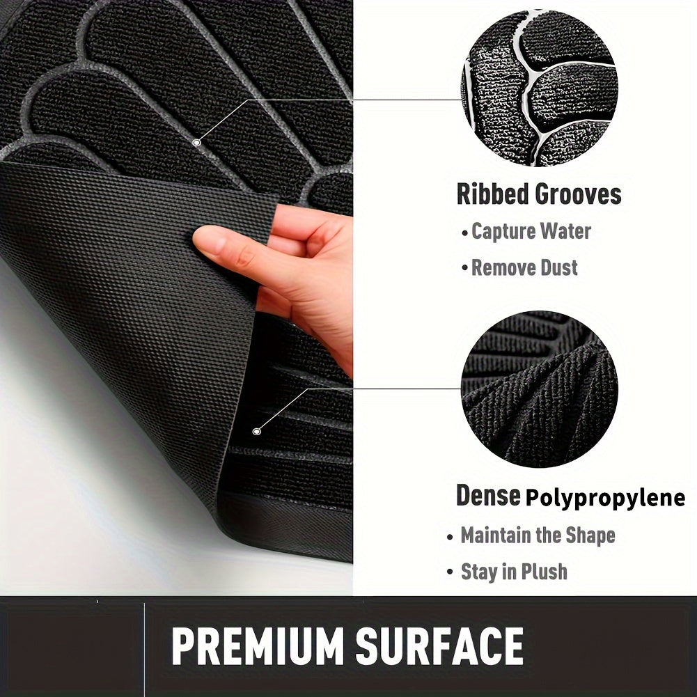 Door Mat Sustainable Rubber with Half-Round Design for Outdoor and Indoor