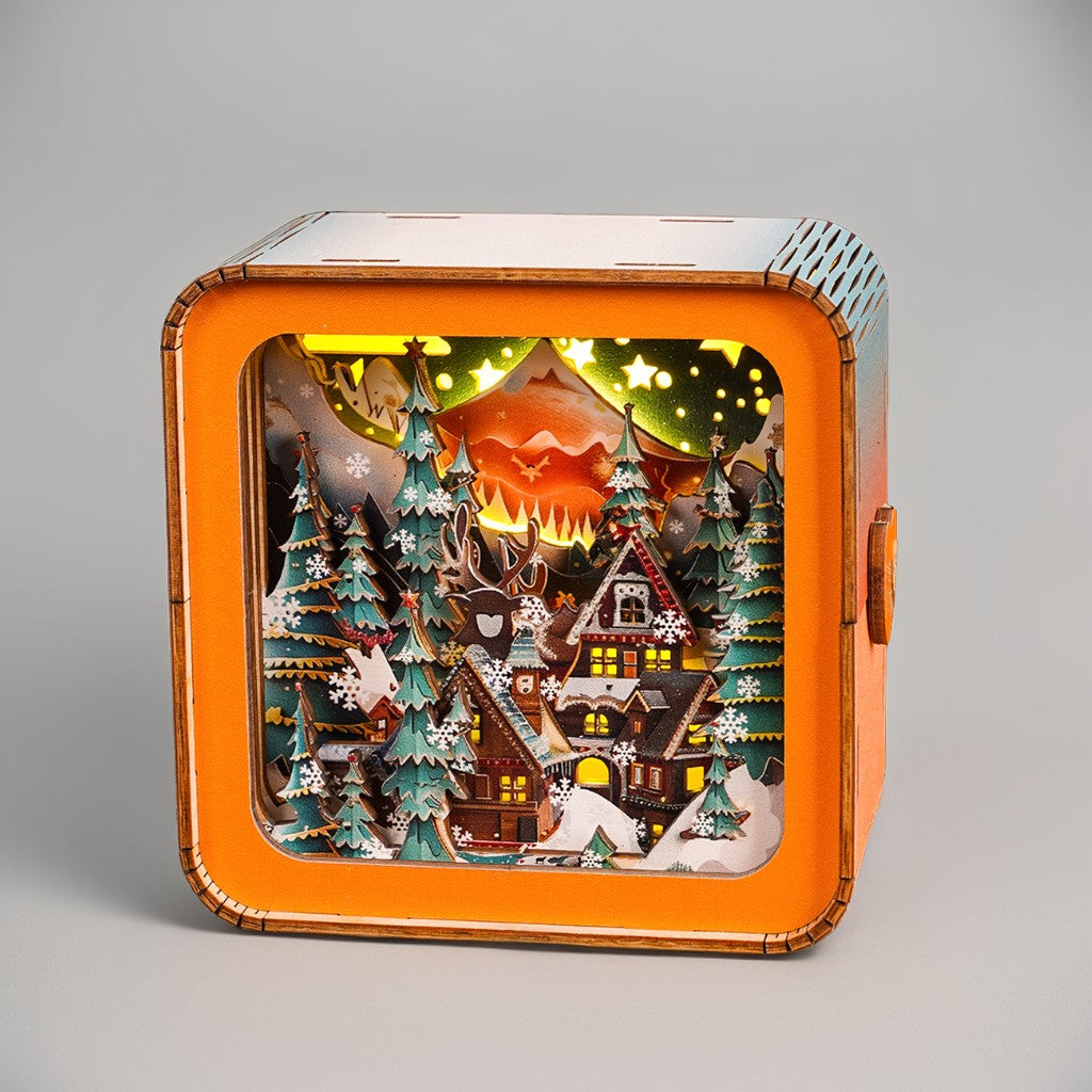 Light with Atmospheric 3D Christmas House Scale for Warm LED Light and Unique Decoration