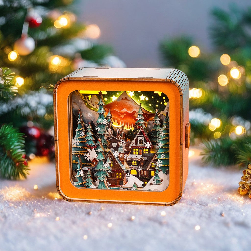 Light with Atmospheric 3D Christmas House Scale for Warm LED Light and Unique Decoration