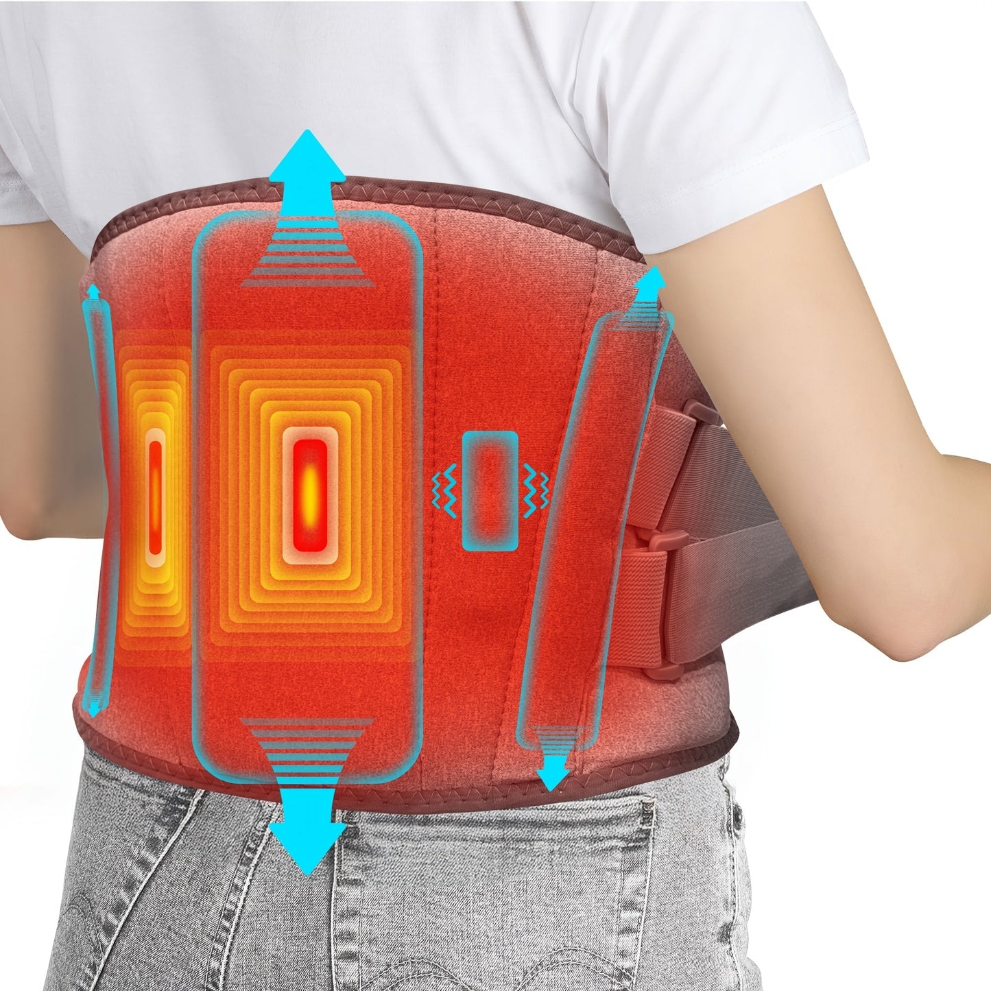 Wireless Heated Massage Belt for Back and Waist for 3 Adjustable Heat and Vibration Modes