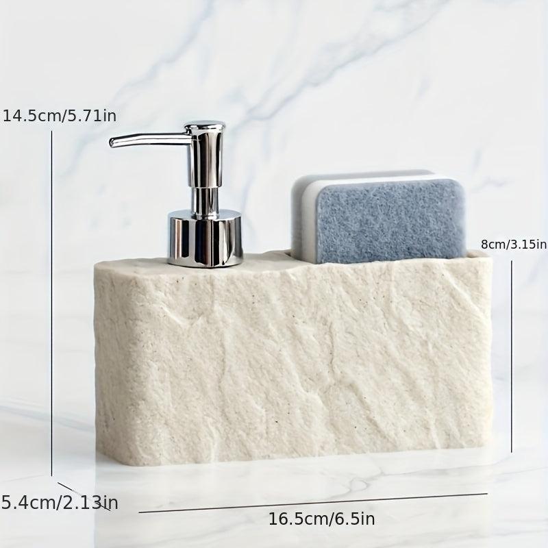 Kitchen Soap Dispenser with Sponge Holder Made of Natural Stone for Stylish and Practical
