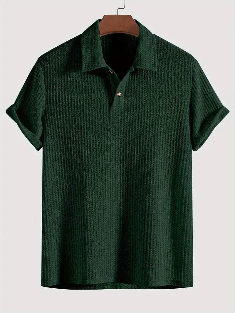 Casual Men's Polo with Ribbed Pattern and Breathable Comfort for Summer