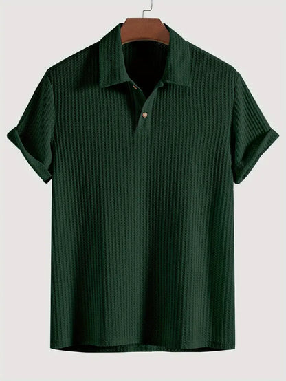 Casual Men's Polo with Ribbed Pattern and Breathable Comfort for Summer