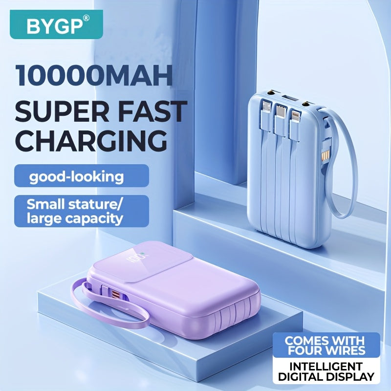 Ultimate Portable Power Bank 10000mah for Fast Charging with Built-in Cables