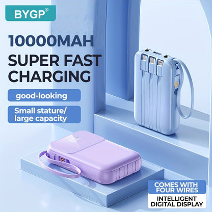 Ultimate Portable Power Bank 10000mah for Fast Charging with Built-in Cables
