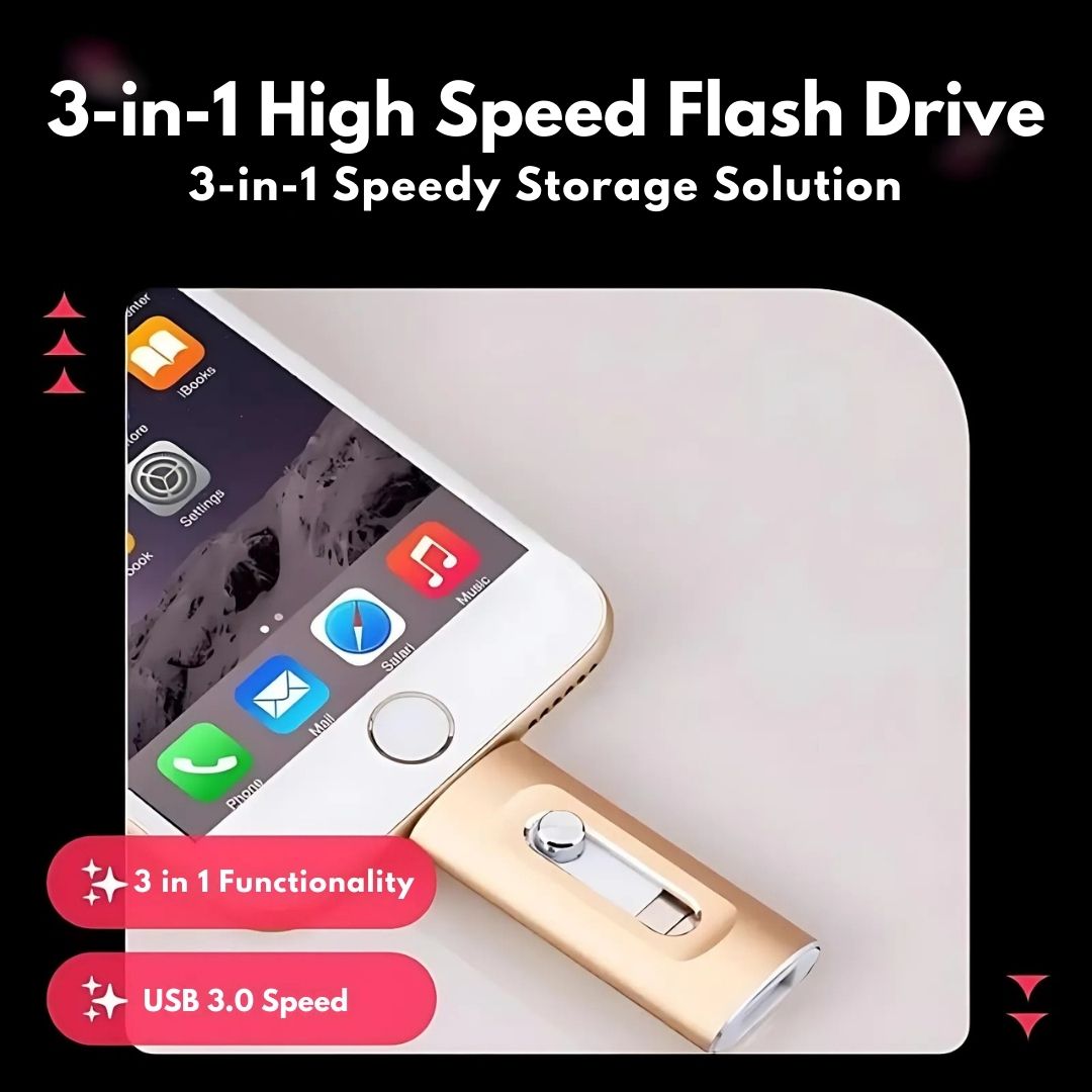 3 in 1 USB Stick with Fast Transfer and Wide Compatibility