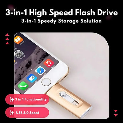 3 in 1 USB Stick with Fast Transfer and Wide Compatibility