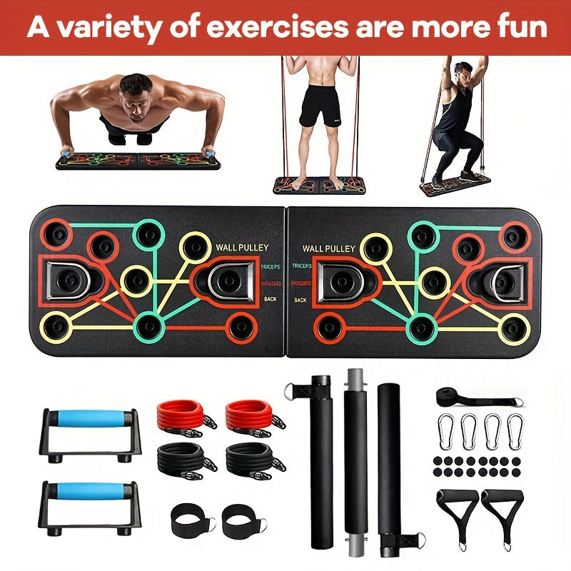 Set with Push-Up Plank Handles, Resistance Bands, and Accessories for Ideal for Chest and Abs