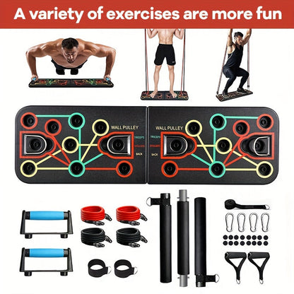 Set with Push-Up Plank Handles, Resistance Bands, and Accessories for Ideal for Chest and Abs