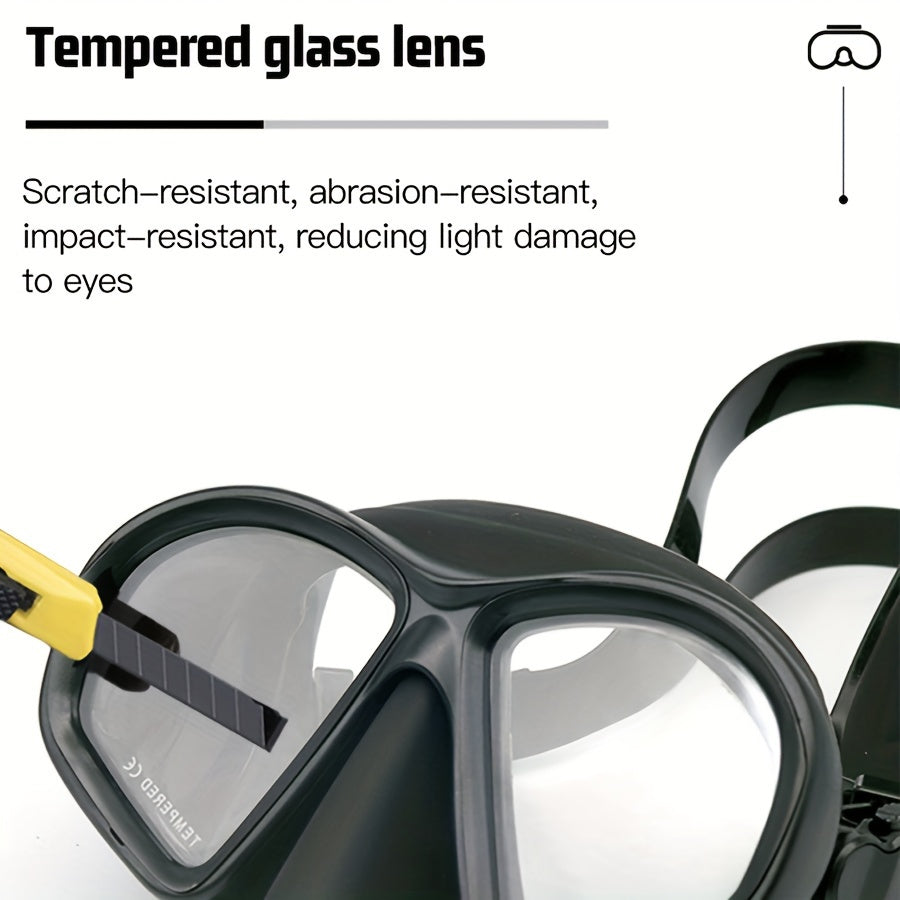 Case Tempered Diving Mask with Storage for Dive Goggles with Anti-Fog and Camera Mount
