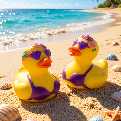 Desk with Decorative Rubber Duck with Flowers and Bikini for , Car, or Party Decoration