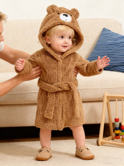 Baby Bathrobe with Hood for Soft Teddy Bathrobe for Babies and Toddlers in Winter