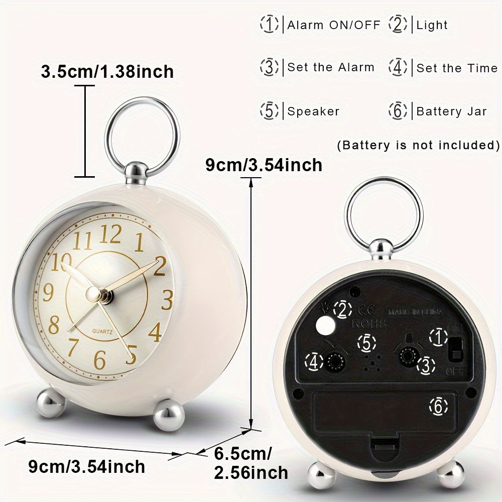 Night Light Vintage Analogue Alarm Clock with for Quiet and Clearly Readable