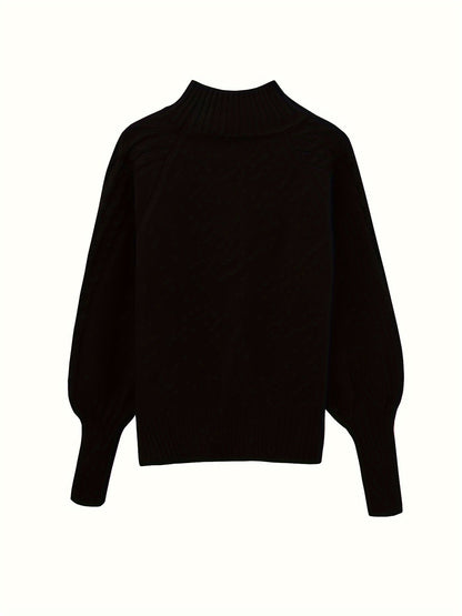 Ladies Knitted Pullover with High Neck for Elegant and Comfortable