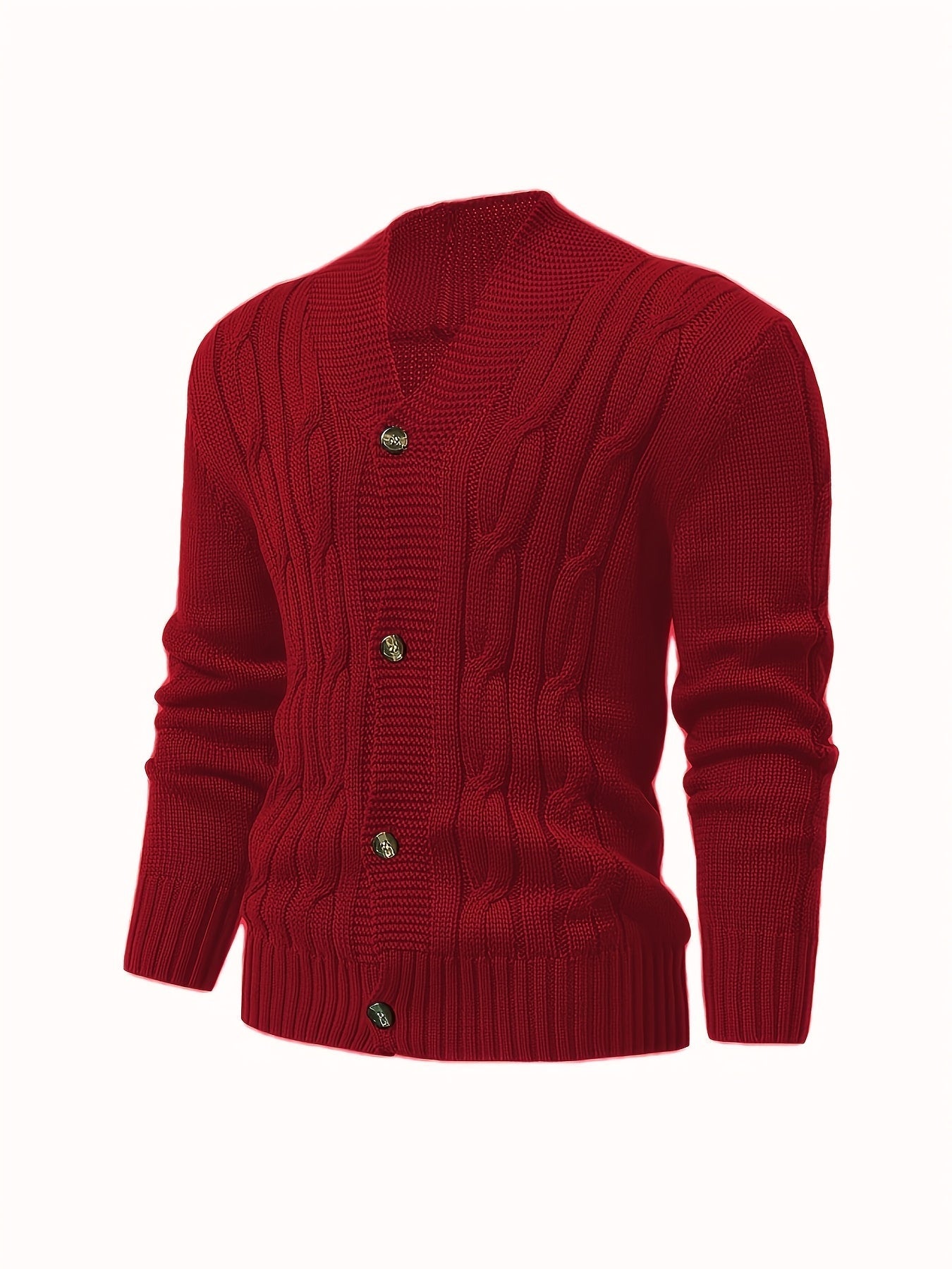 Men's Cable Knit Cardigan with V-Neck for Comfortable and Versatile