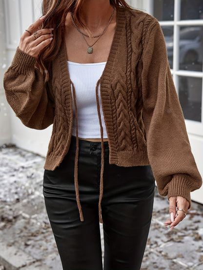 Ladies Elegant Knitted Cardigan with Bow Closure for Casual and Comfortable