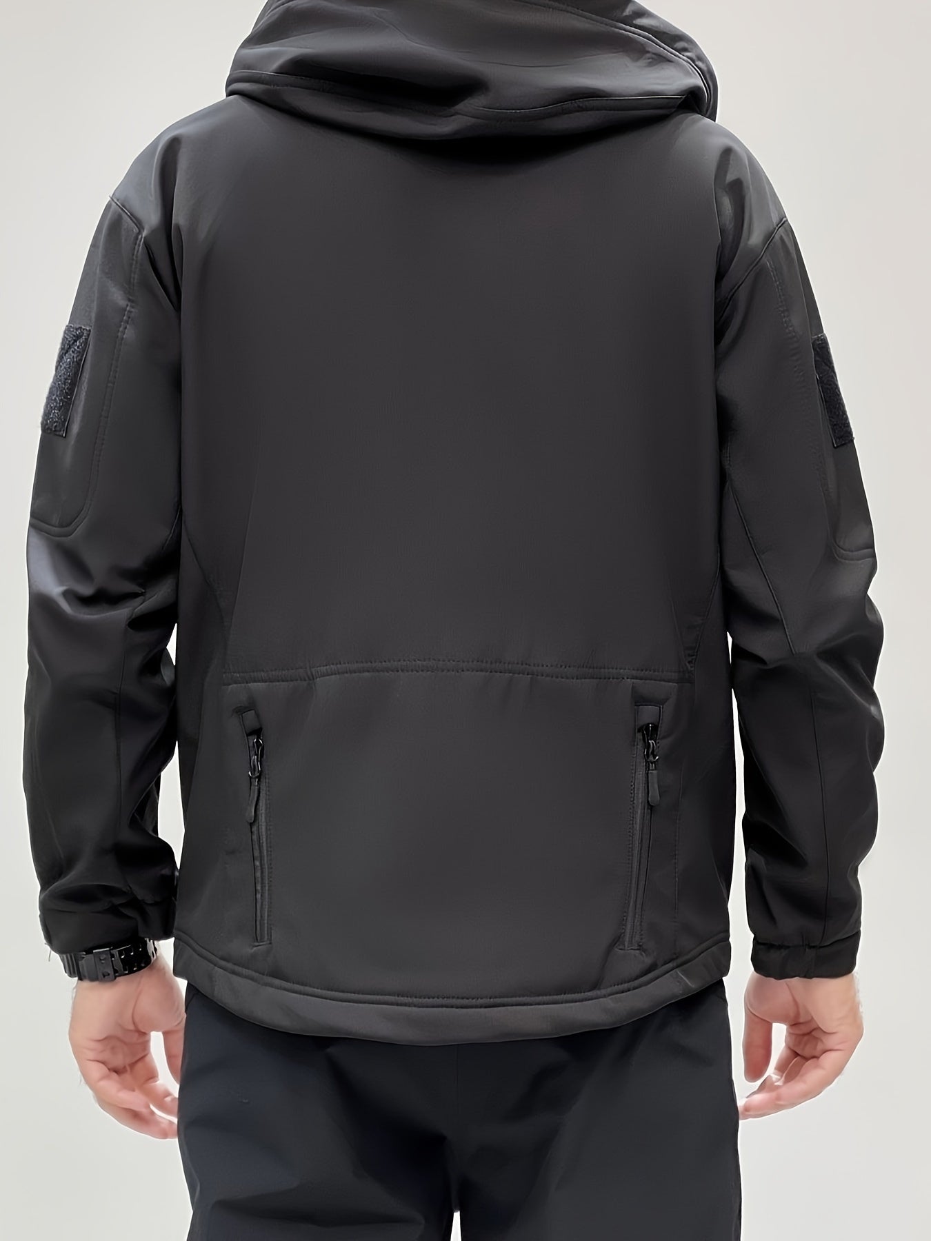 Men's Outdoor Softshell Jacket with Hood and Warm Windproof Lining