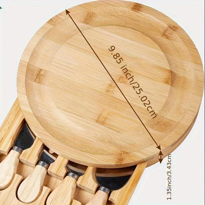 Bamboo Cheese Board with Cheese Knives for Stylish and Practical for Any Occasion