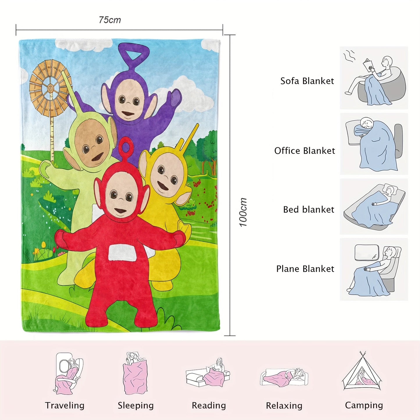 Blanket Teletubbies for Children, Soft and Versatile