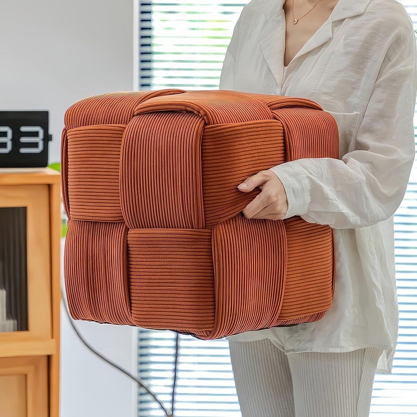 Compact Square Pouffe with Soft Upholstery with Comfortable and Versatile Design