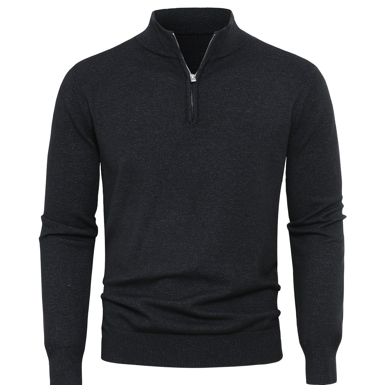 Men's Knitted Jumper with Half Zip with Warm High-Neck Style for Autumn and Winter